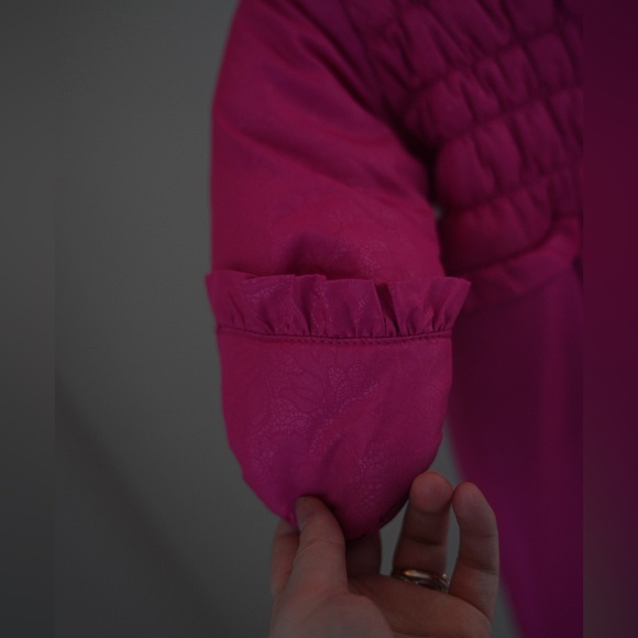 Rothschild 12M Infant Girls Snowsuit In Vibrant Pink with Floral Embossed Design - Picture 4 of 15